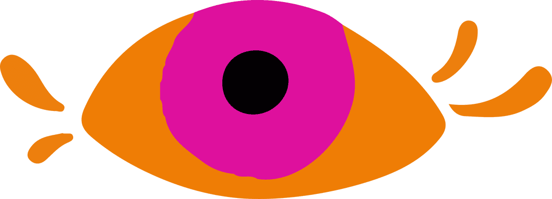 Flat Vector Eye with Orange Almond Shape on Transparent Background