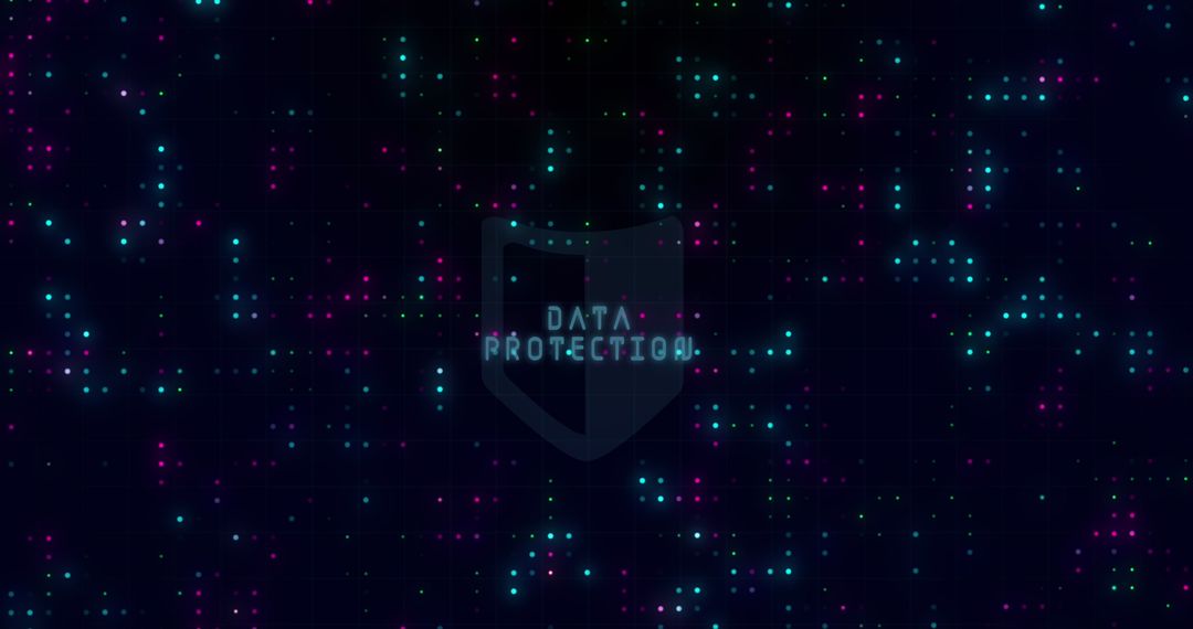 Digital Data Protection with Futuristic Dots and Shield