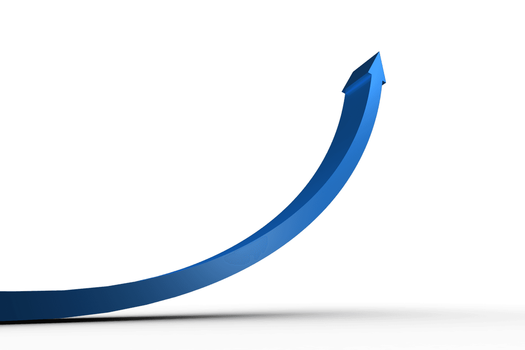 Blue Curved Arrow on Transparent Background PNG Illustration