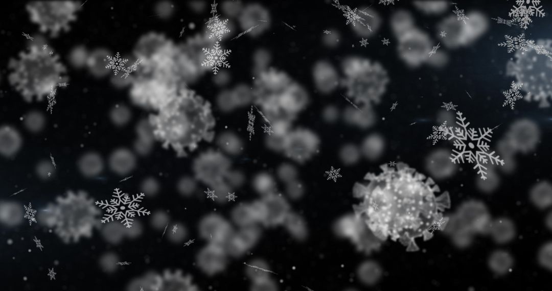 Creative Blend of Snowflakes and Virus Particles on Dark Background