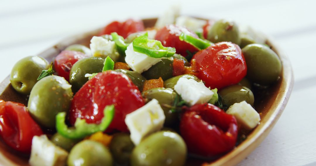 Healthy Mediterranean Salad With Cherry Tomatoes, Olives, and Feta Cheese - Free Images, Stock Photos and Pictures on Pikwizard.com