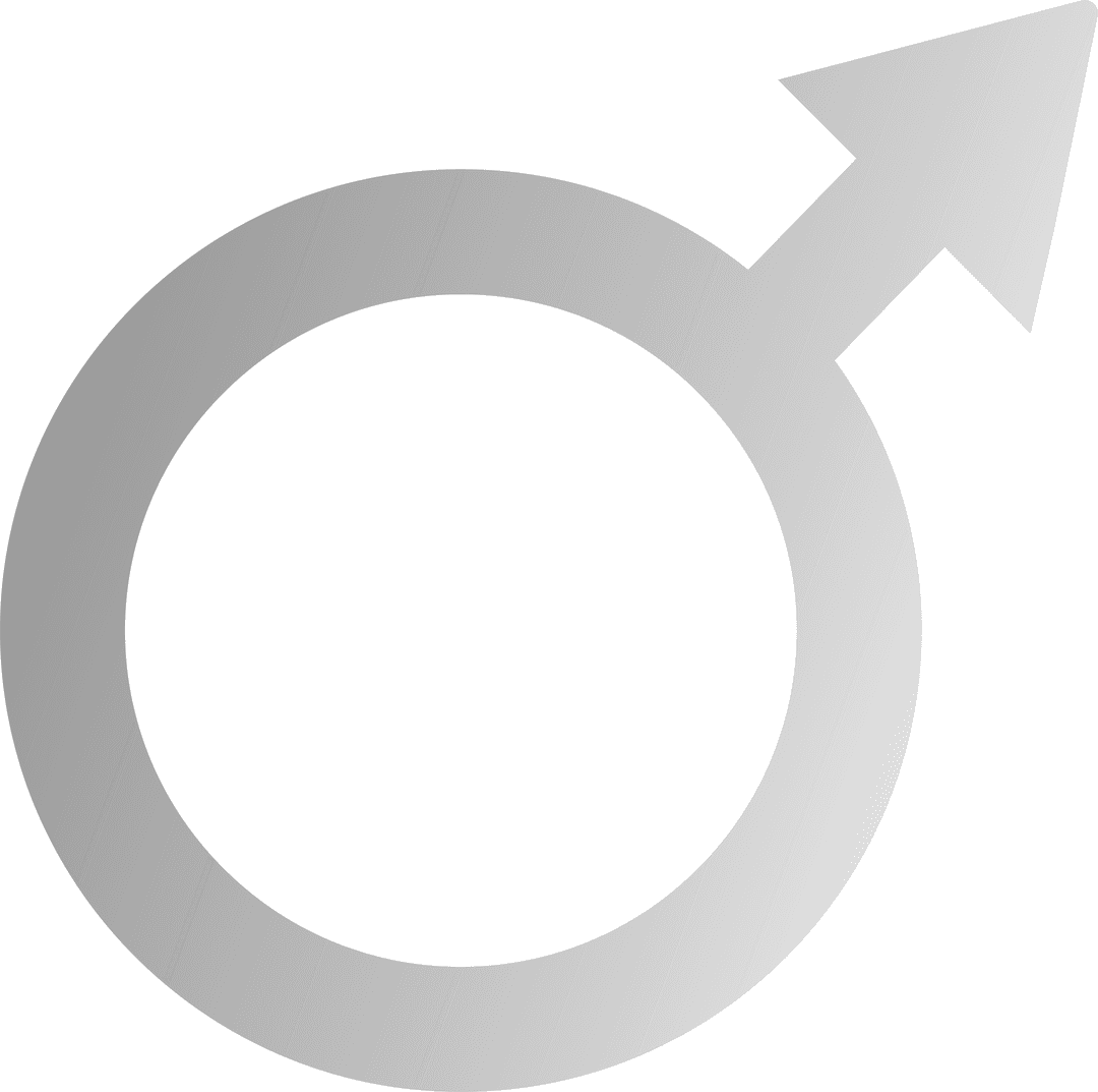 Gray Male Gender Icon on Transparent Background in Flat Design