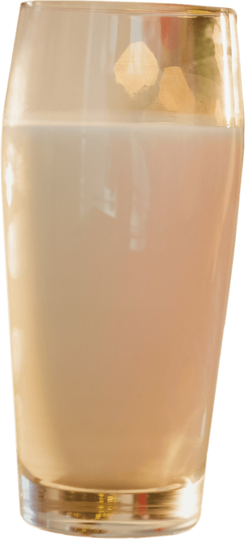 Big Glass with Opaque Smoothie on Transparent Background Next to Accents