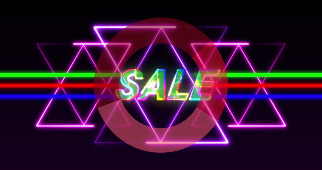 Neon Triangle and Line Background With Sale Text