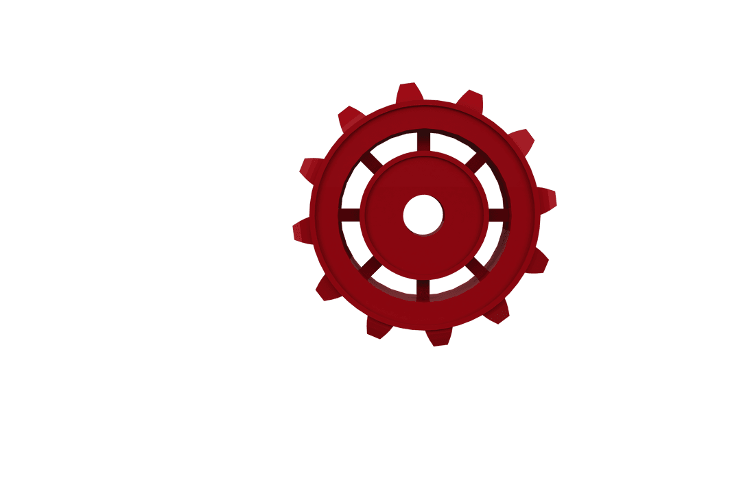 Translucent Red Gear Illustration on White Background