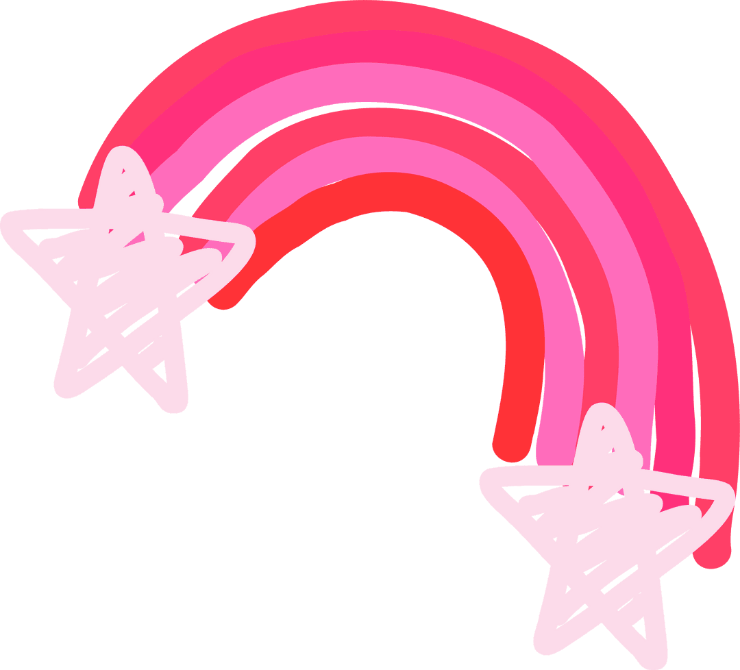 Whimsical Rainbow and Stars Hand-Drawn Transparent Art