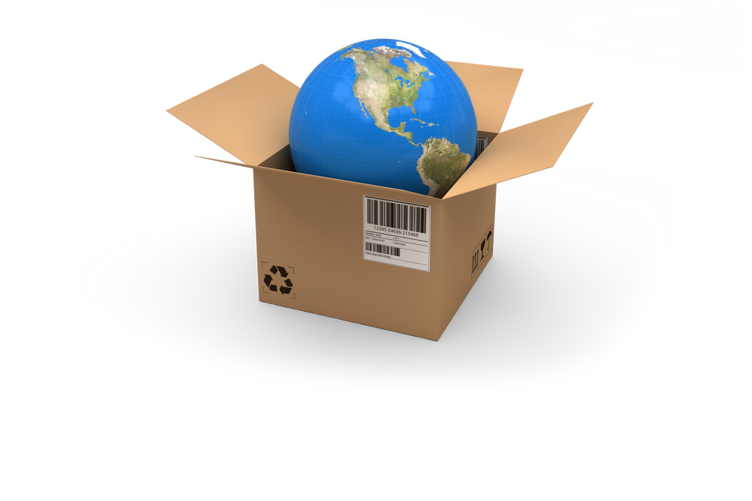 Transparent Earth Globe Sitting in Cardboard Box with Recycling Symbol - Download Free Stock Images Pikwizard.com