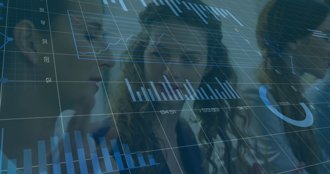 Businesswomen Analyzing Statistical Data and Technology in Office