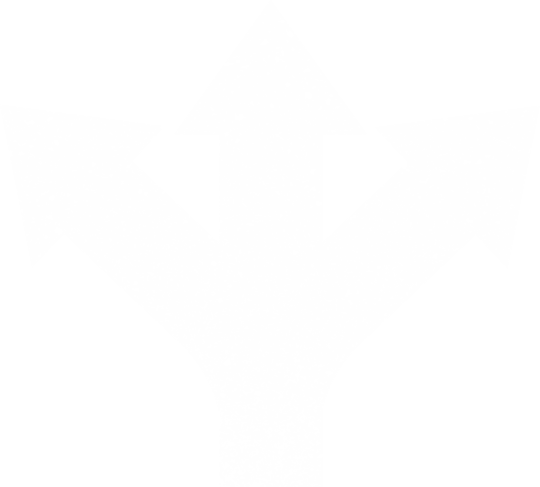 Transparent White Three-way Arrow Symbol on Clear Background