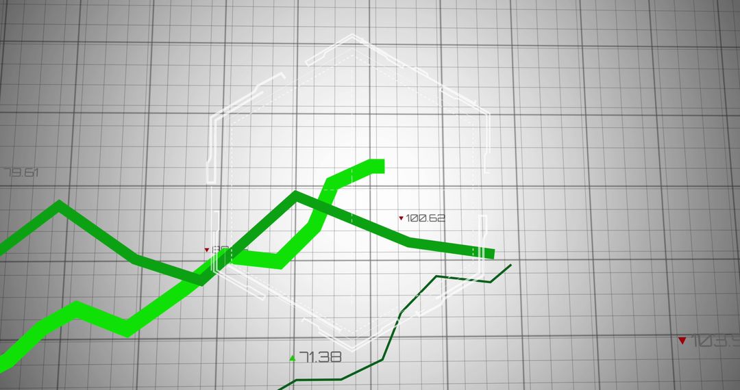 Green Line Graph on Grid Interface Displaying Financial Data Trends