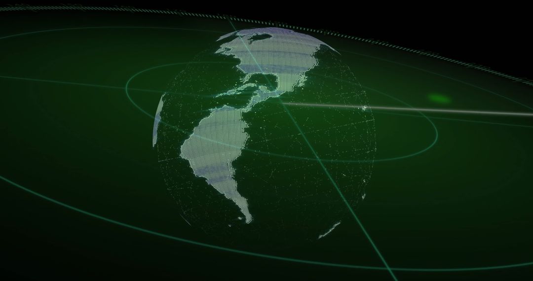 Digital Interface with Scanning Globe on Green Background