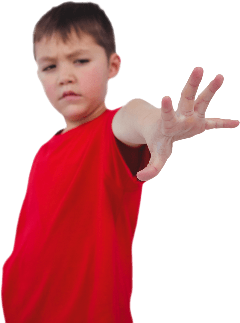 Caucasian Boy Gesturing on Transparent Background
