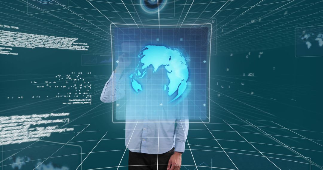 Man Experiencing 6G Technology and Virtual Reality Interface