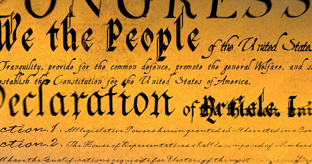 Close-Up of United States Constitution Scripted Text