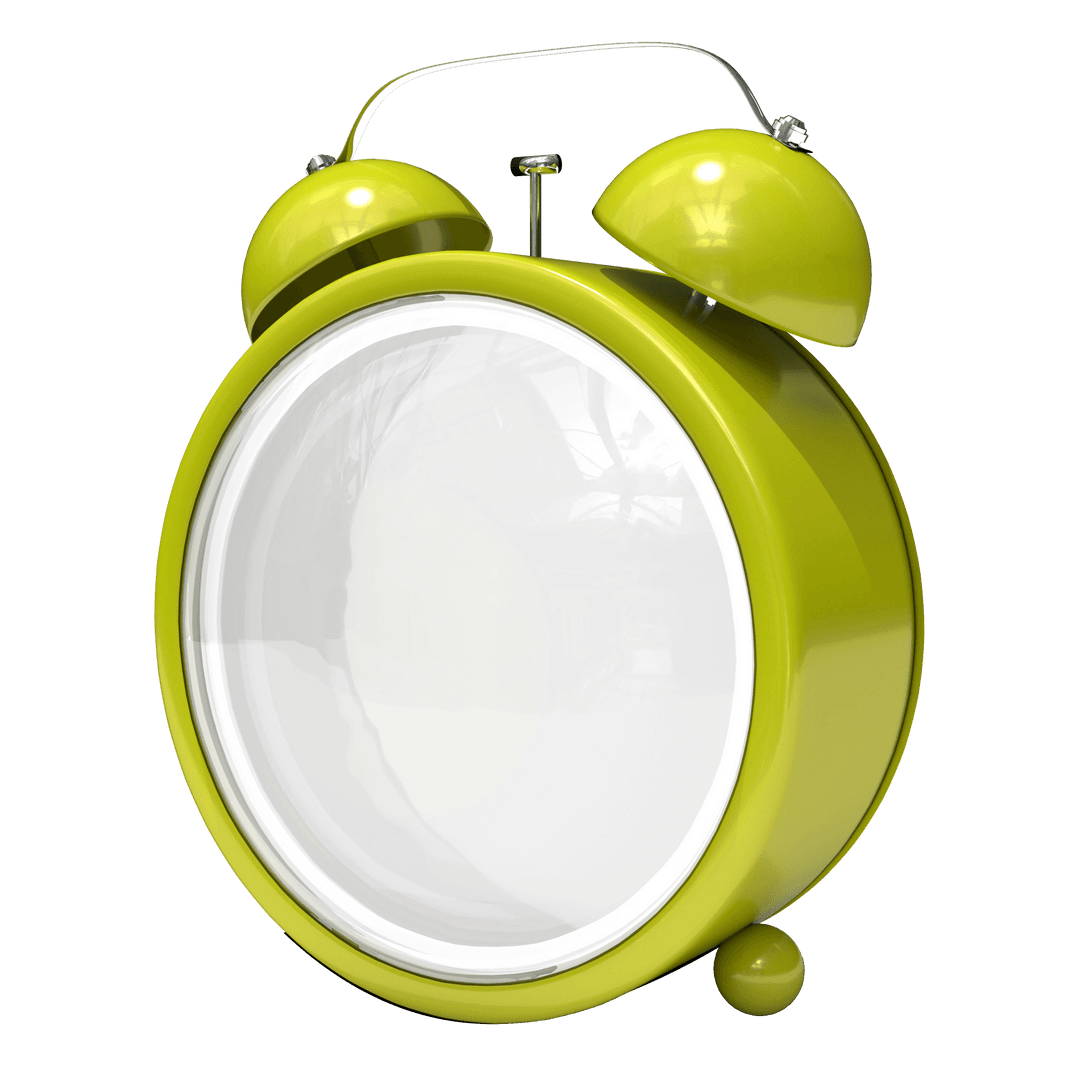 Green Retro Alarm Clock with Transparent Face Illustration