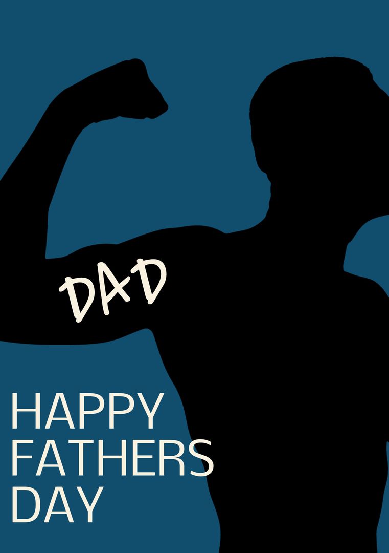 Silhouette of Strong Arm Flexing with Happy Father's Day Message - Download Free Stock Templates Pikwizard.com