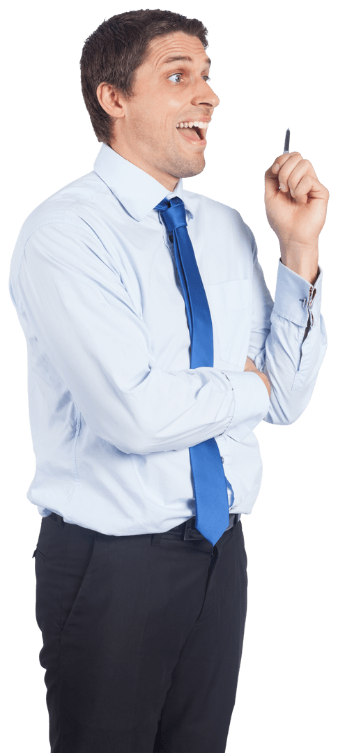 Surprised Caucasian Businessman Laughing on Transparent Background