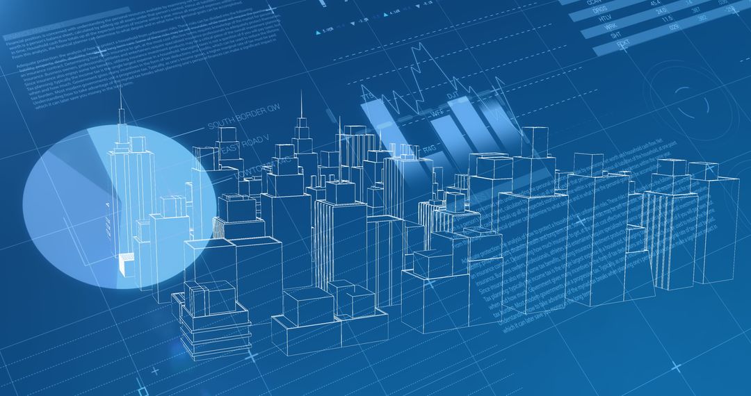 Virtual Cityscape with Futuristic Data Visualization