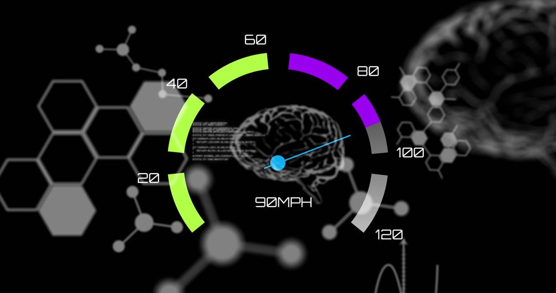 Futuristic Brain Speed Concept with Scientific Data Visualizations