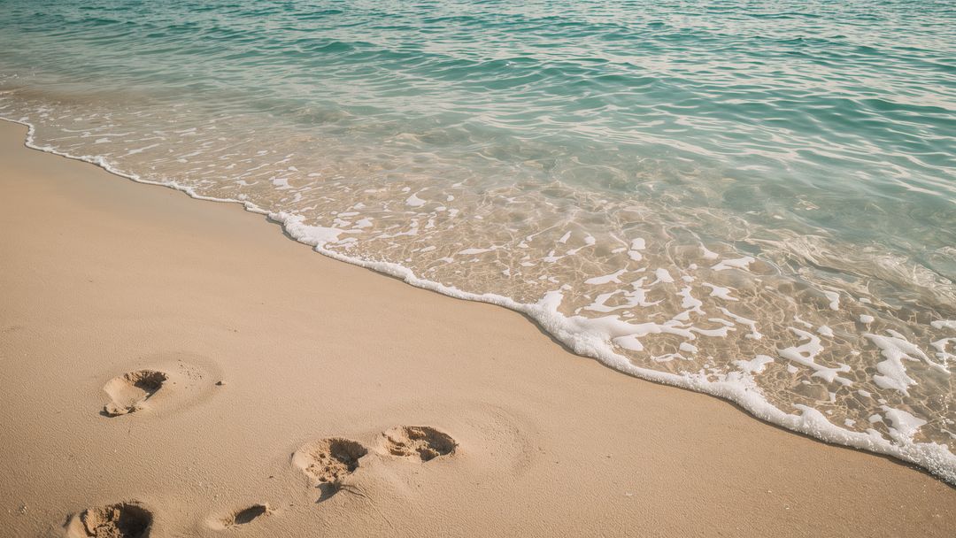 Footprints in Whispering Sands by Tranquil Turquoise Waters