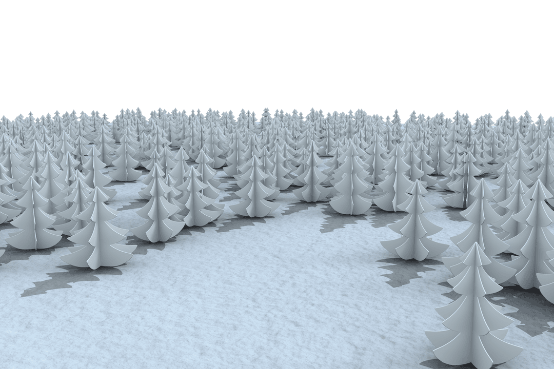 Transparent Perspective Views of 3D Christmas Tree Forest