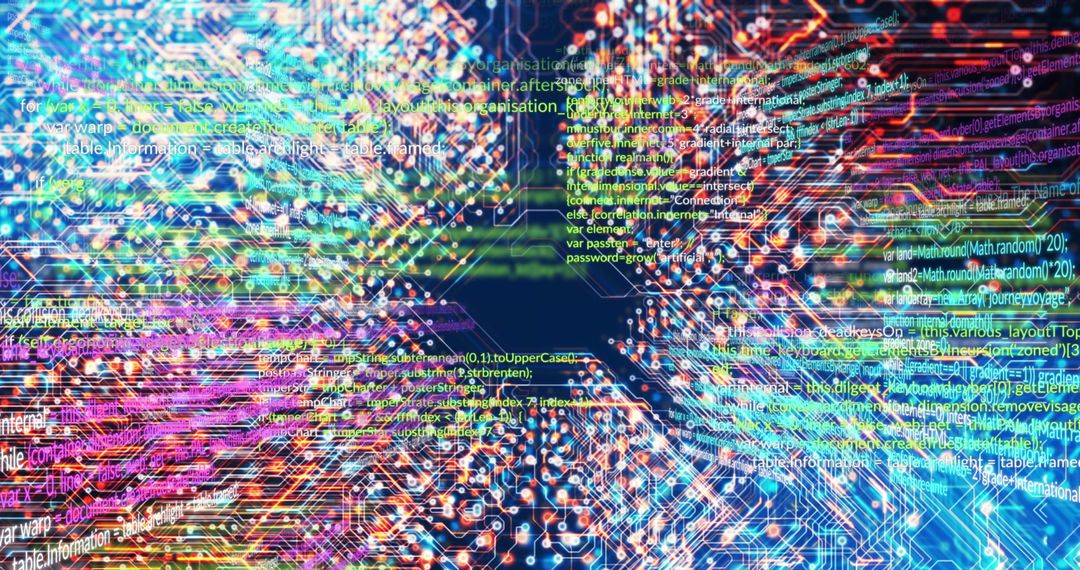 Digital Data Processing with Futuristic Interface Overlay