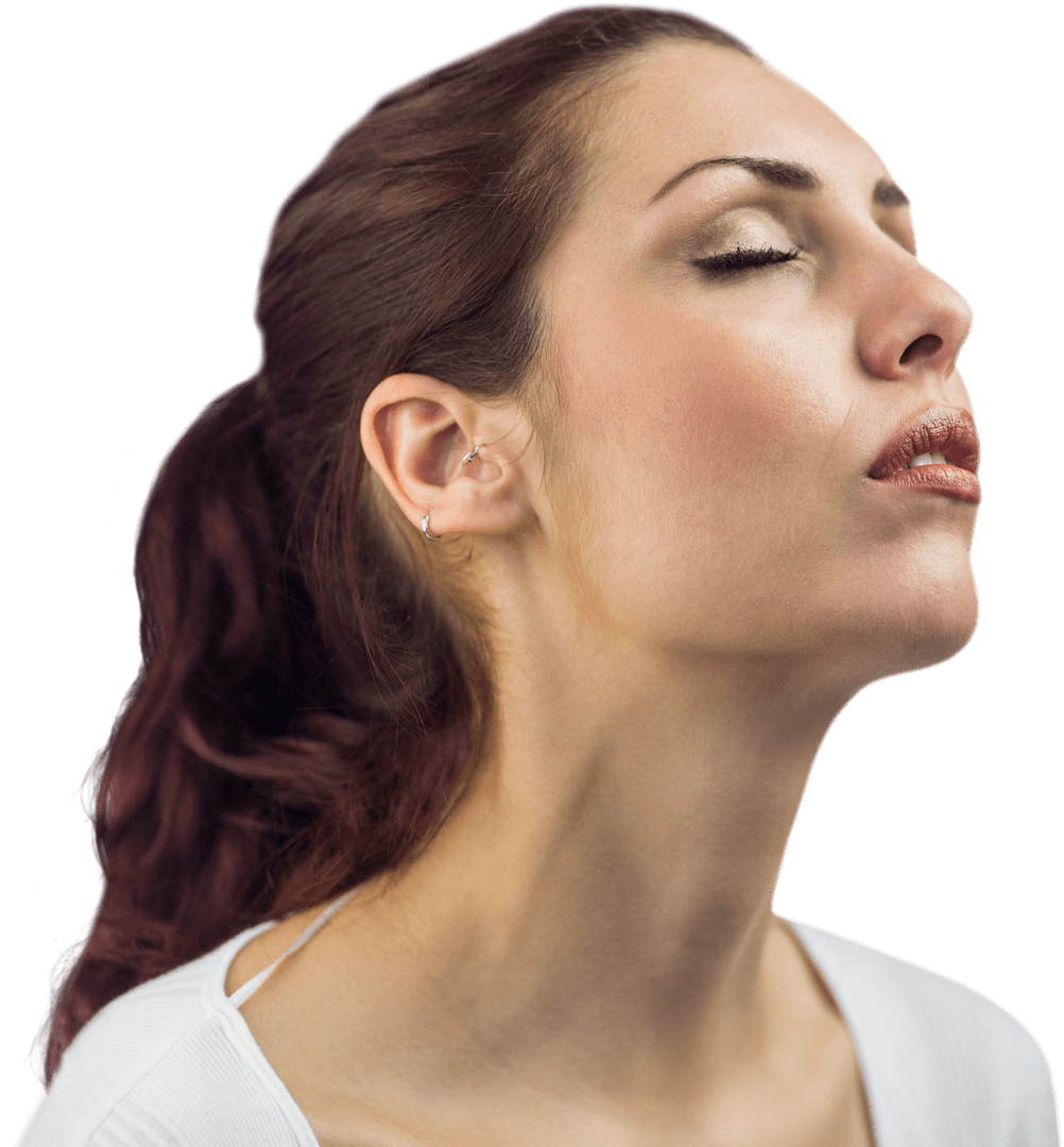 Beautiful Woman with Closed Eyes Transparent Background