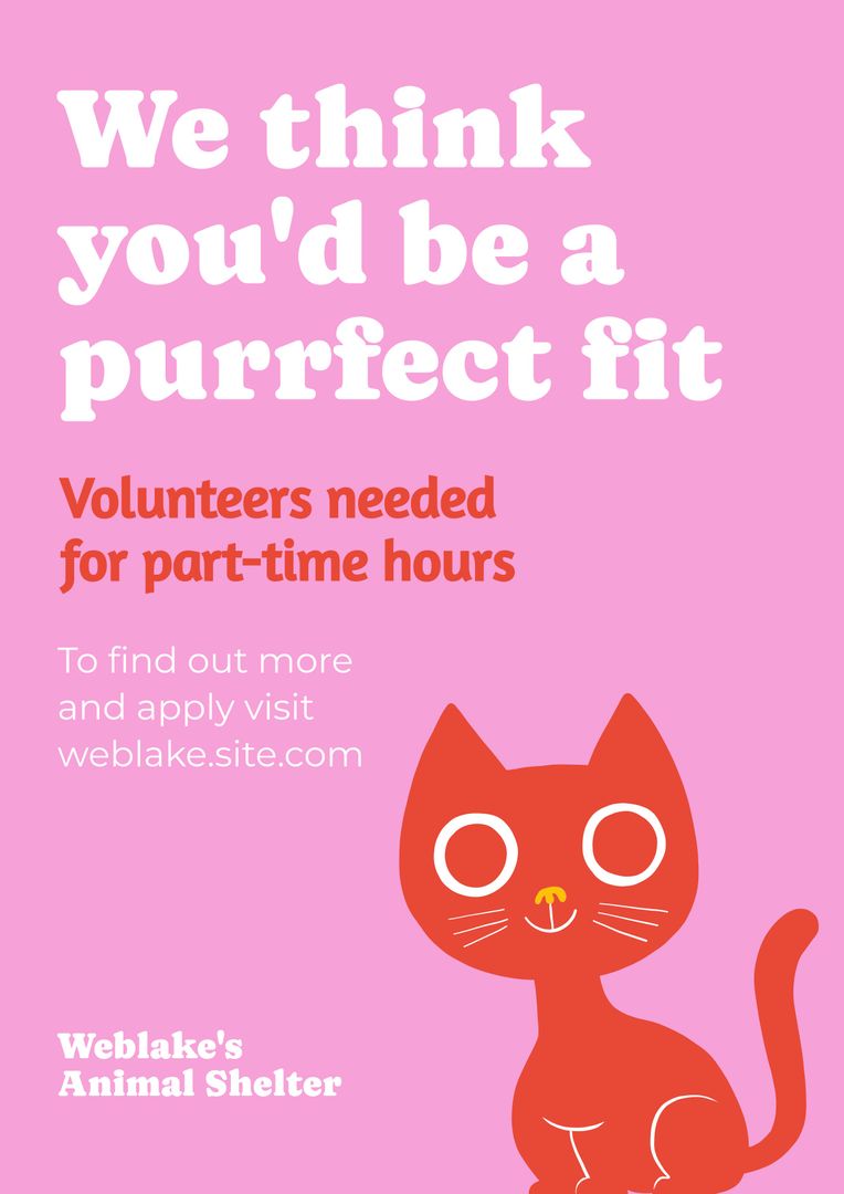 Charming Cat Illustration Volunteer Recruitment Poster - Download Free Stock Templates Pikwizard.com