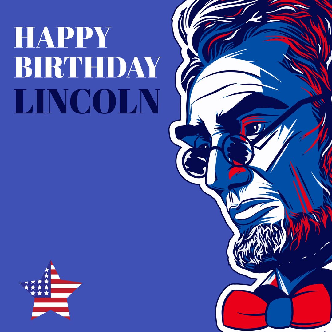 Patriotic Happy Birthday Lincoln Graphic Poster with Modern Design - Download Free Stock Templates Pikwizard.com