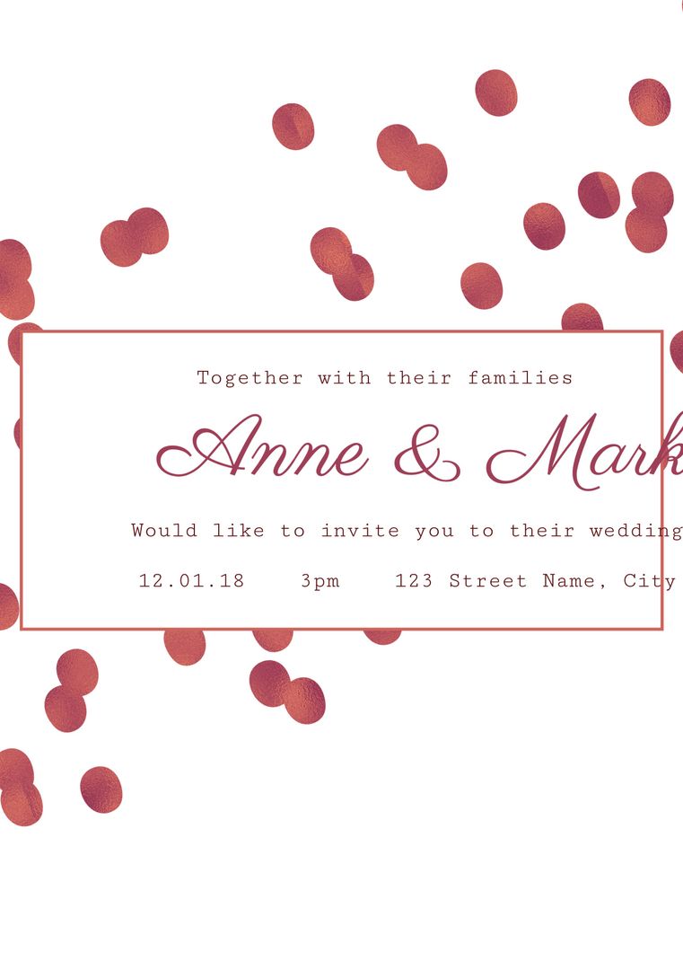 Elegant Wedding Invitation with Red Dots and Classic Font - Download Free Stock Templates Pikwizard.com