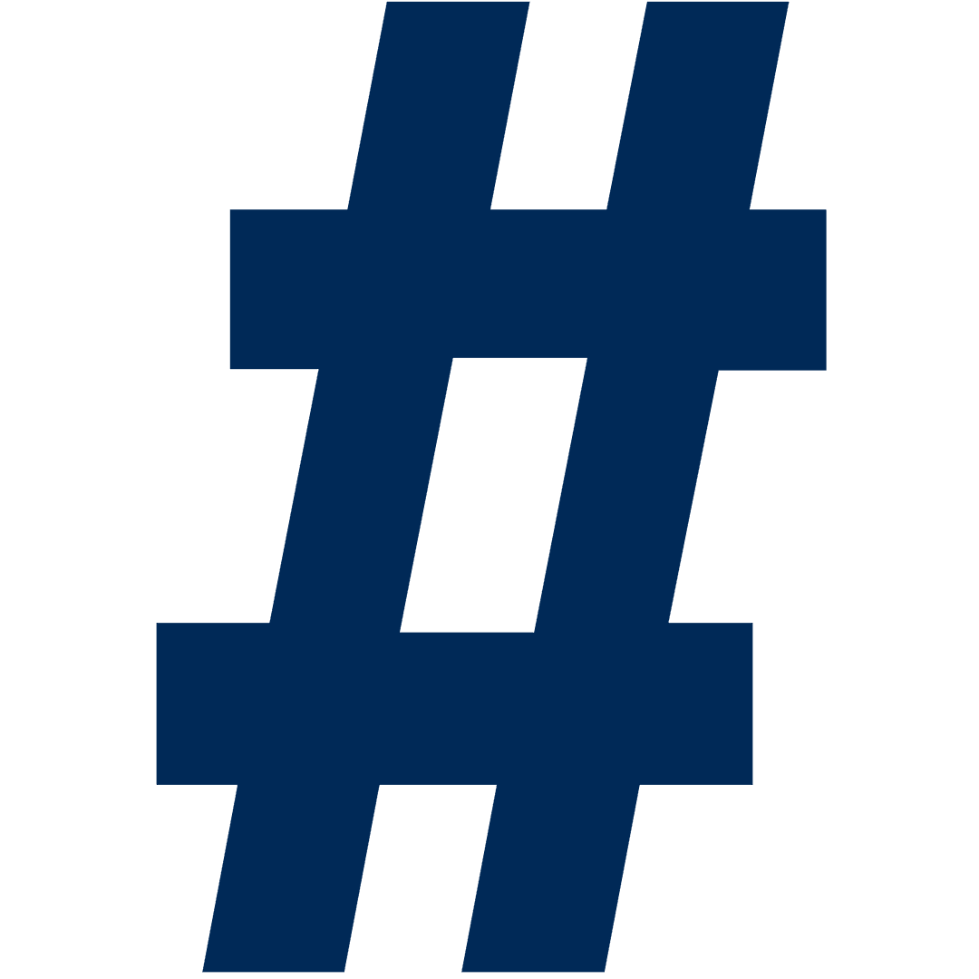 Bold Black Hashtag Symbol on Transparent Background