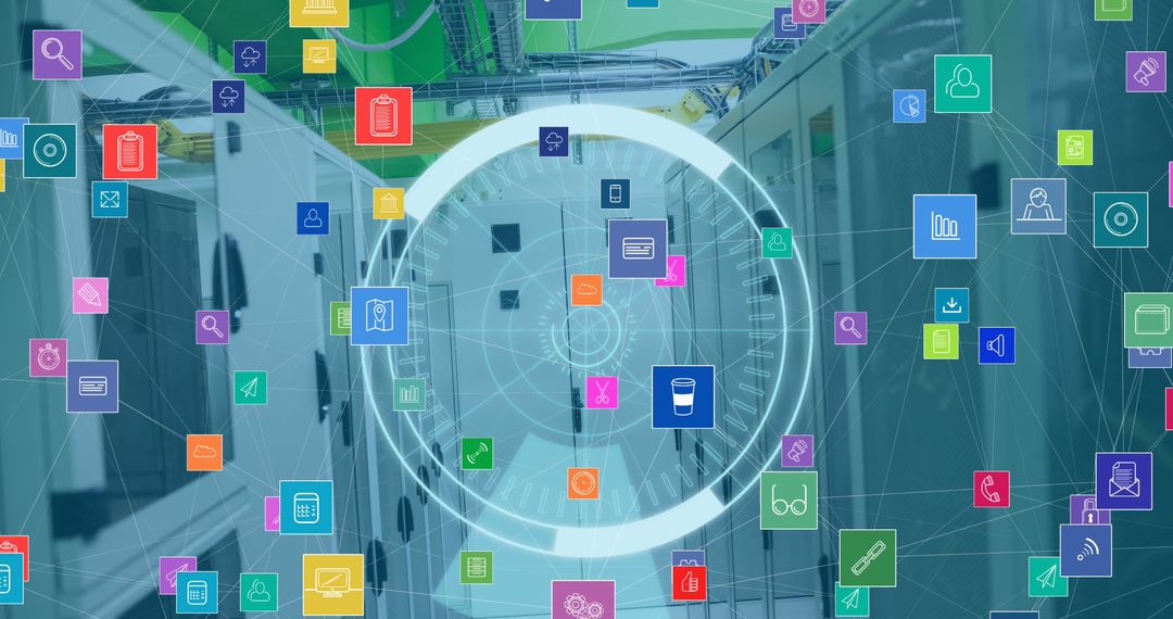 Futuristic 5G Concept in Server Room with Network Connections