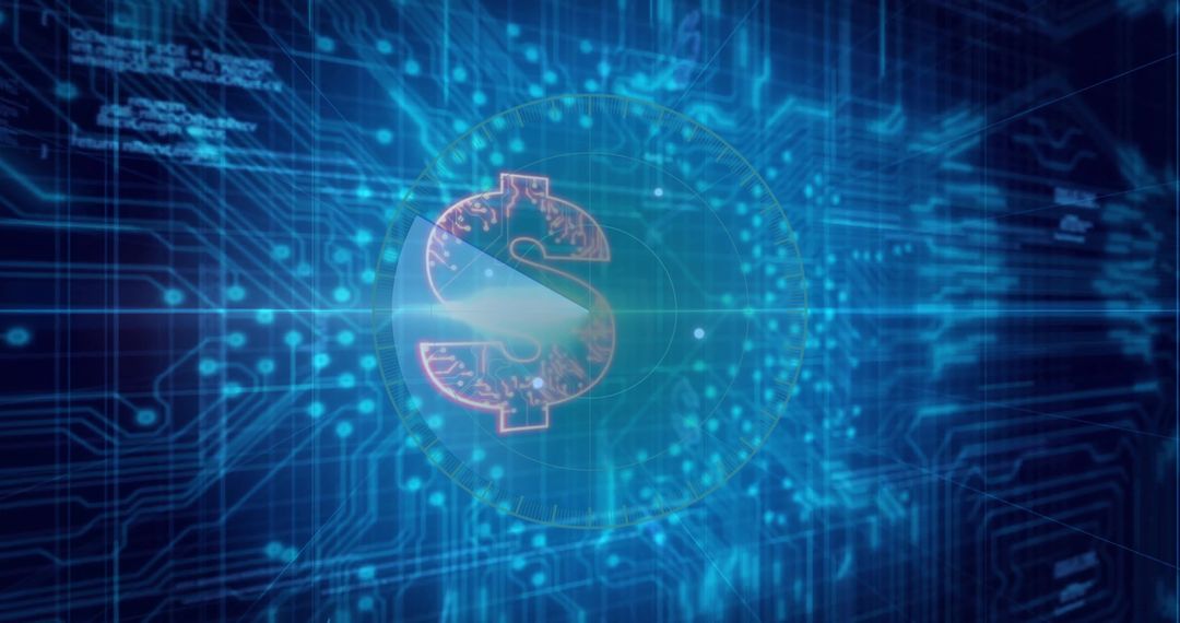 Digital Dollar Hologram Spotlighting Cryptocurrency Concept