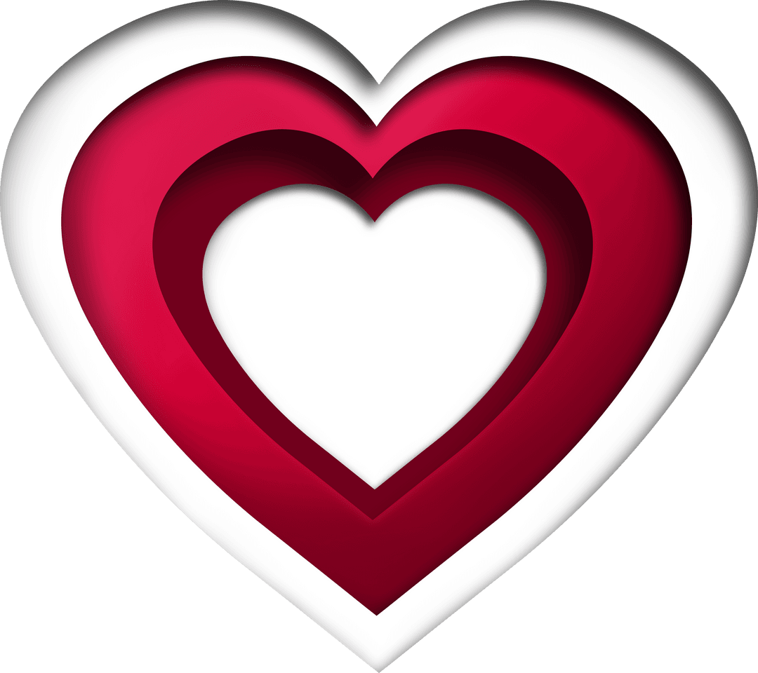 Layered Red and White Hearts on Transparent Background