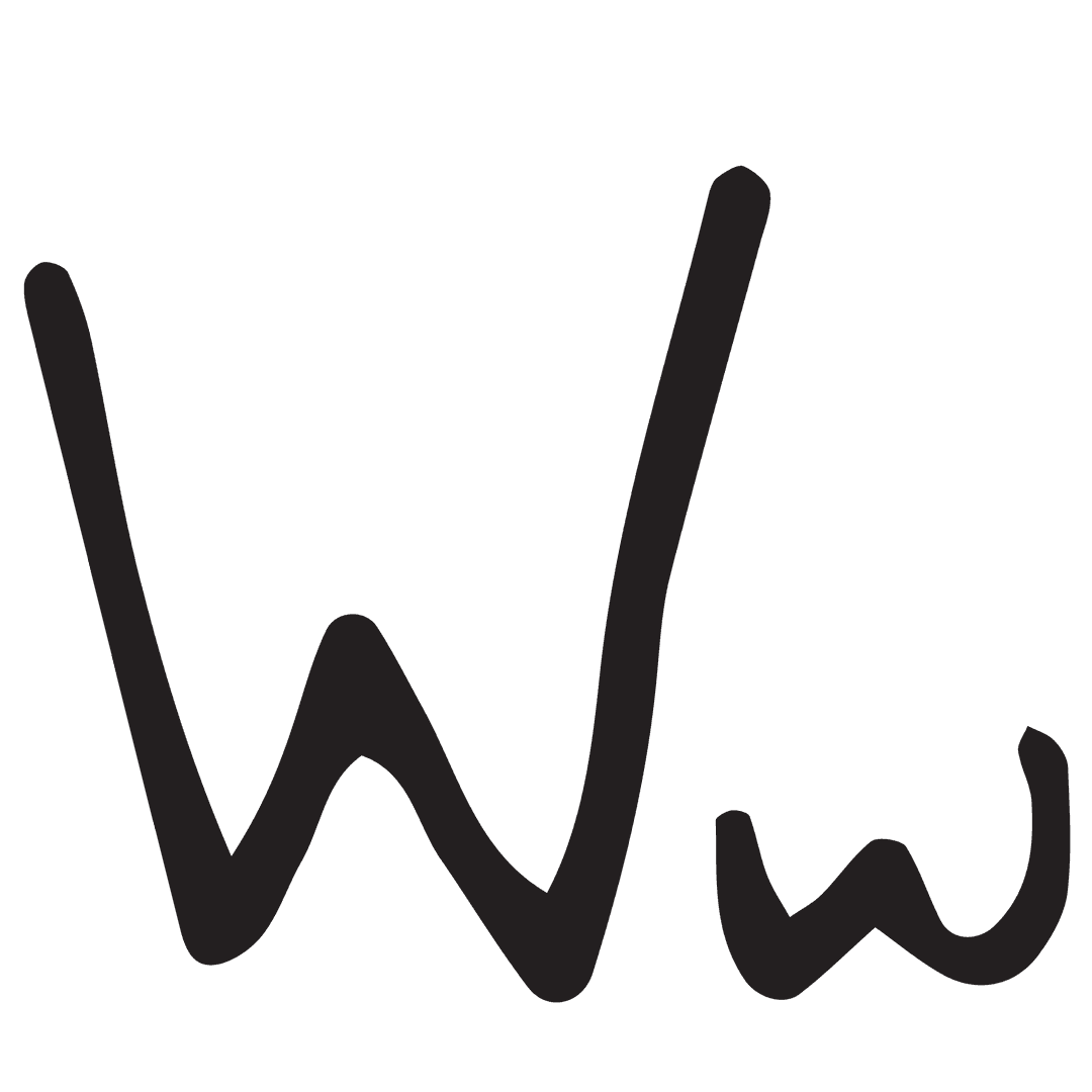 Handwritten Black 'Ww' Symbol on Transparent Background