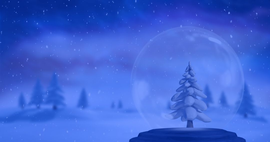 Christmas Tree Snow Globe in Winter Wonderland
