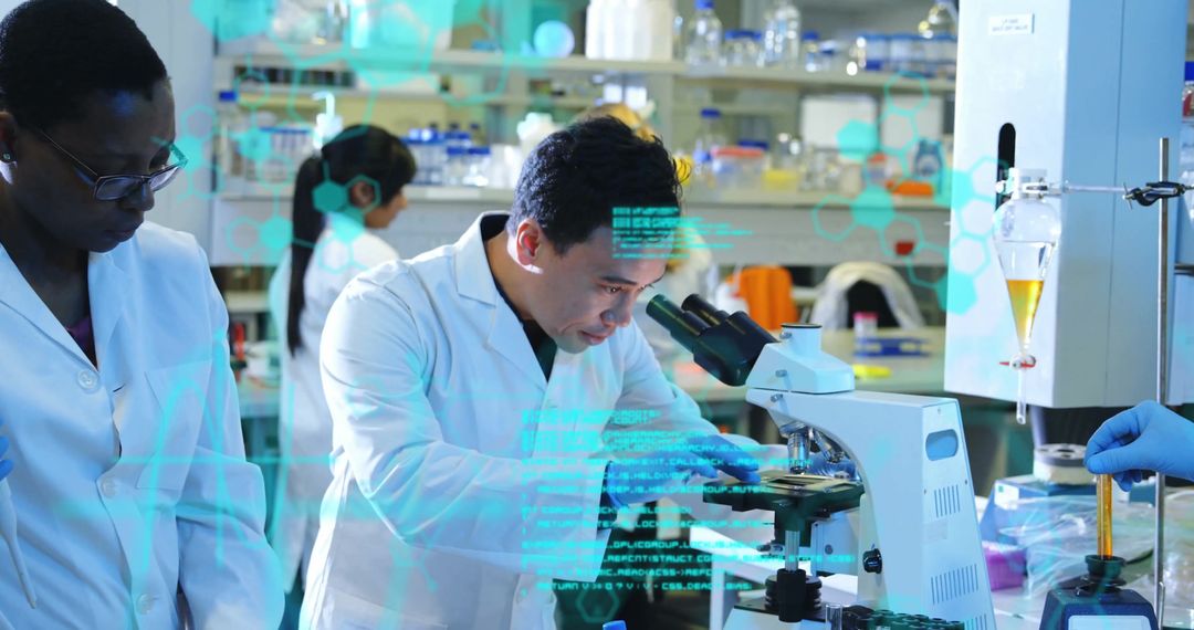 Innovative Scientists Analyzing Data in High-Tech Lab Environment