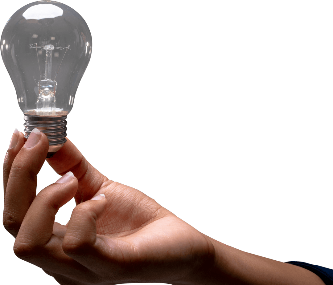 Hand Holding Transparent Light Bulb - Business Innovation Concept