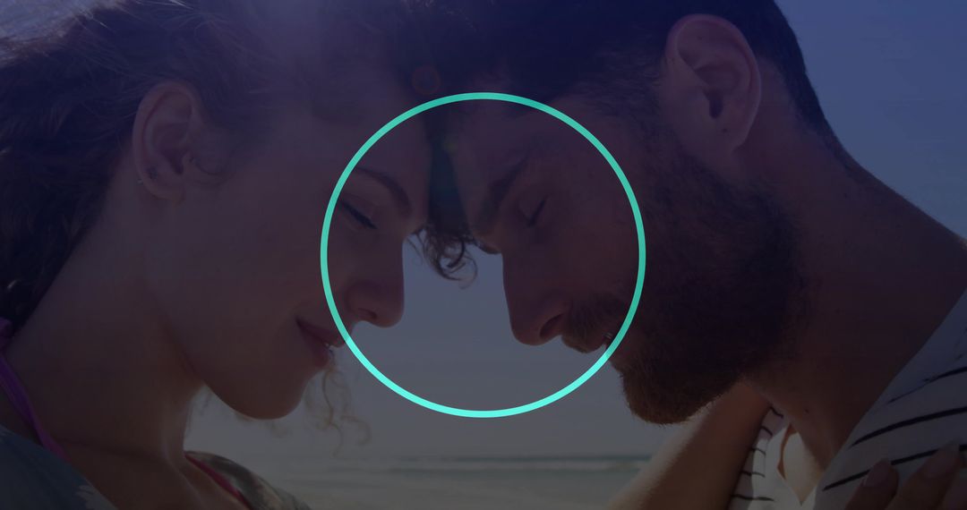 Romantic Couple Close-Up at Beachfront with Tranquil Vibes