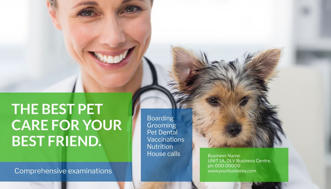 Veterinarian care and adorable puppy in trusting environment