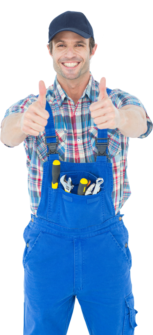 Transparent Background of Confident Plumber Giving Thumbs Up - Download Free Stock Images Pikwizard.com