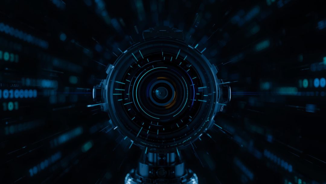 Futuristic Scanning Lens Background Illustrating Technological Advancements