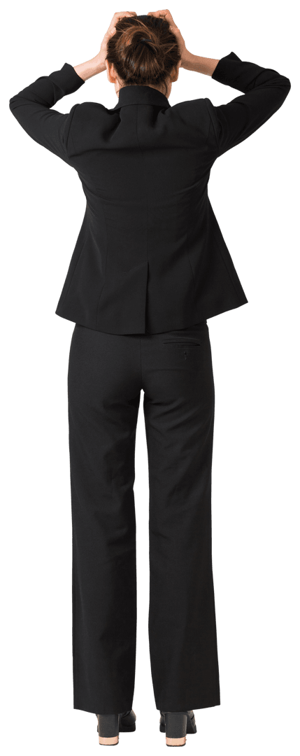 Transparent Background of Businesswoman in Black Suit Feeling Frustrated