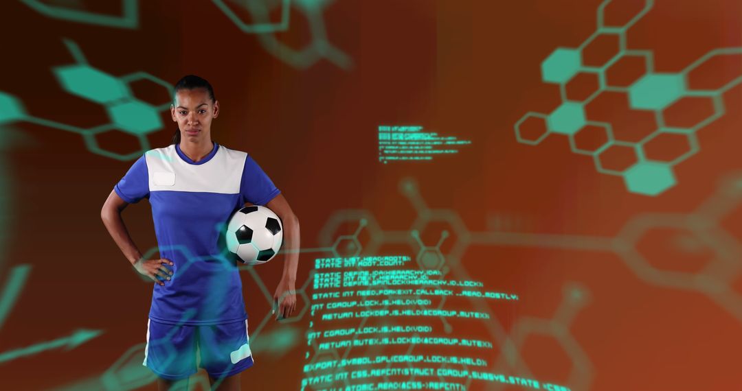 Female Soccer Player with Cyber Background Concept - Free Images, Stock Photos and Pictures on Pikwizard.com