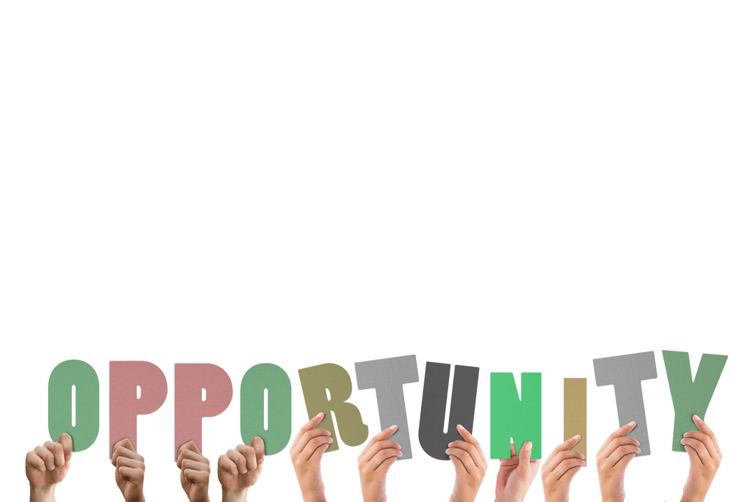 Hands Holding Opportunity Text with Transparent Background