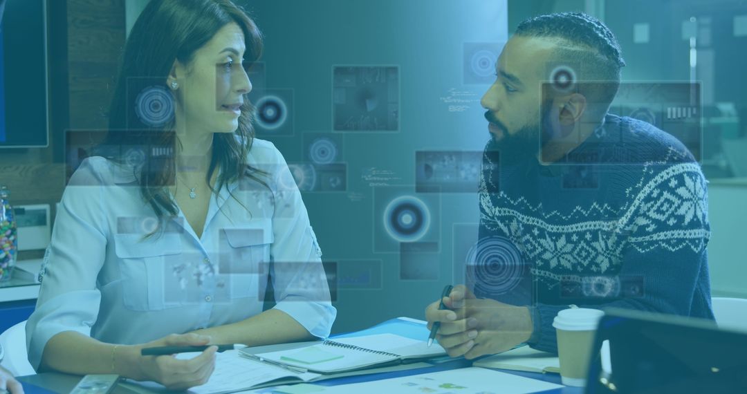 Diverse Group Analyzing Virtual Data with Augmented Reality Overlay