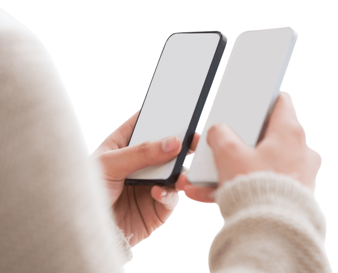 Transparent Comparison of Two Smartphones in Hands