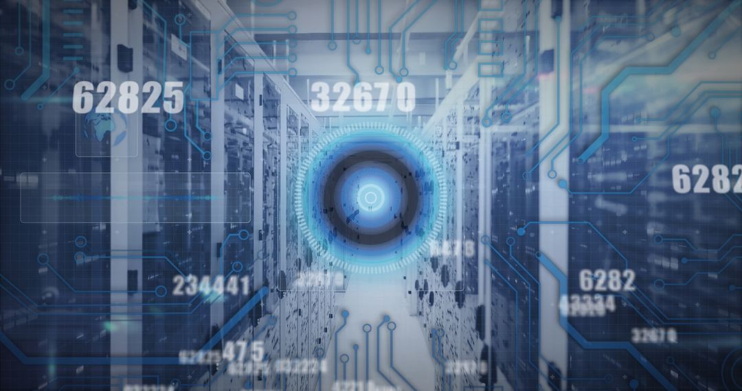 Futuristic Digital Interface in Advanced Server Room