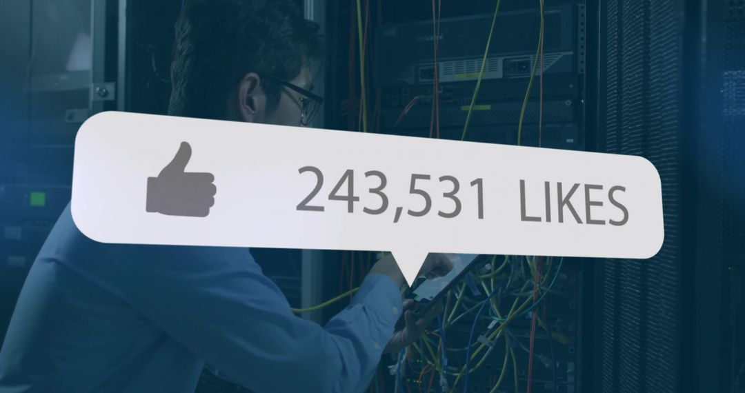 IT Technician Conducting Server Maintenance with Large Online Presence