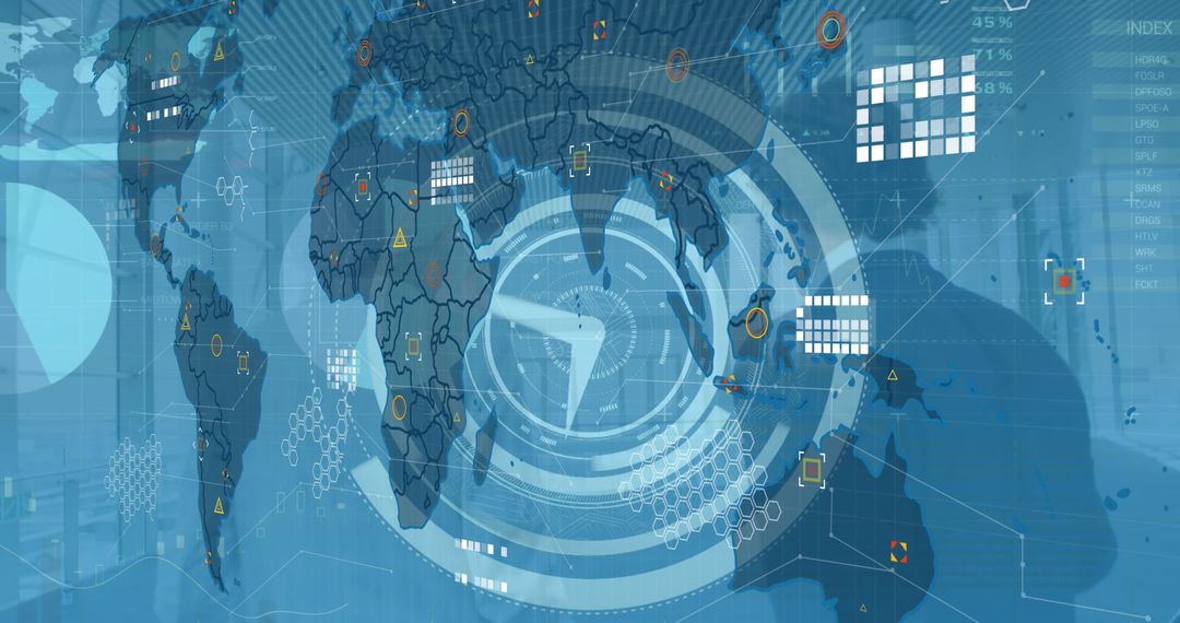 Digital Interface and Data Analytics Over World Map